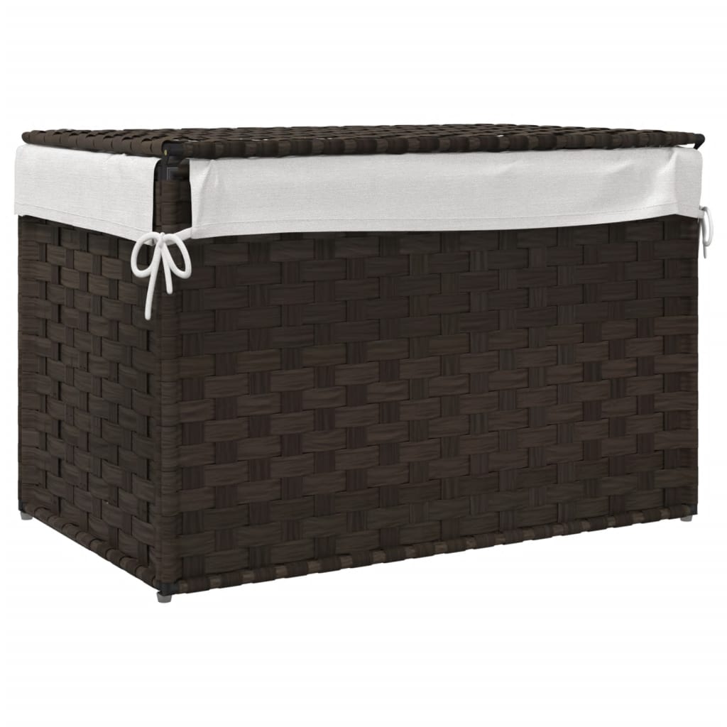 vidaXL Coș de rufe cu capac, maro închis, 55,5x35x34 cm, poliratan vidaXL Coș de rufe cu capac, maro închis, 55,5x35x34 cm, poliratan
