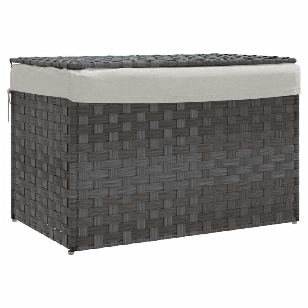 vidaXL Coș de rufe cu capac, gri, 55,5x35x34 cm, poliratan vidaXL Coș de rufe cu capac, gri, 55,5x35x34 cm, poliratan