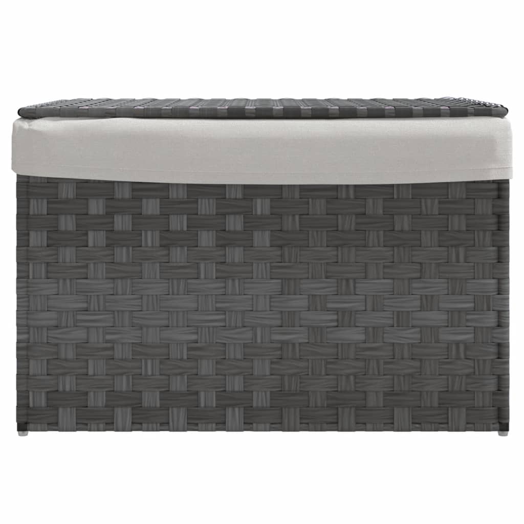 vidaXL Coș de rufe cu capac, gri, 55,5x35x34 cm, poliratan vidaXL Coș de rufe cu capac, gri, 55,5x35x34 cm, poliratan