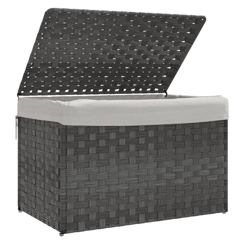 vidaXL Coș de rufe cu capac, gri, 55,5x35x34 cm, poliratan vidaXL Coș de rufe cu capac, gri, 55,5x35x34 cm, poliratan