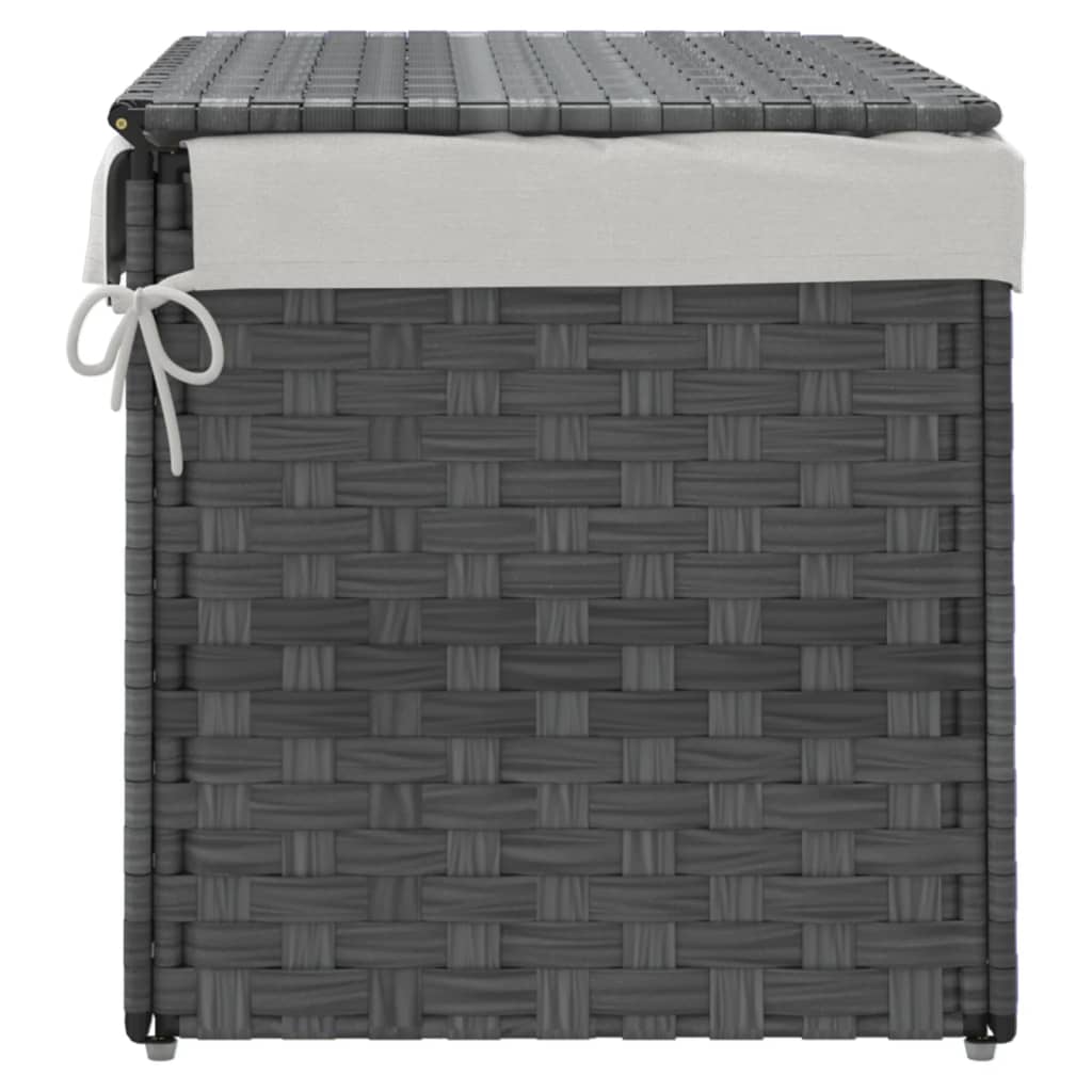 vidaXL Coș de rufe cu capac, gri, 55,5x35x34 cm, poliratan vidaXL Coș de rufe cu capac, gri, 55,5x35x34 cm, poliratan