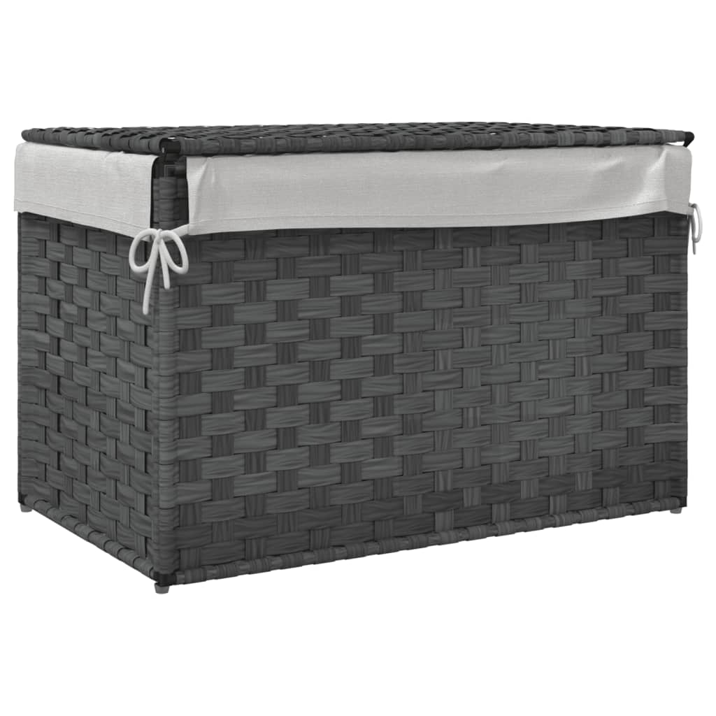 vidaXL Coș de rufe cu capac, gri, 55,5x35x34 cm, poliratan vidaXL Coș de rufe cu capac, gri, 55,5x35x34 cm, poliratan