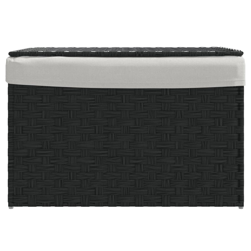 vidaXL Coș de rufe cu capac, negru, 55,5x35x34 cm, poliratan vidaXL Coș de rufe cu capac, negru, 55,5x35x34 cm, poliratan