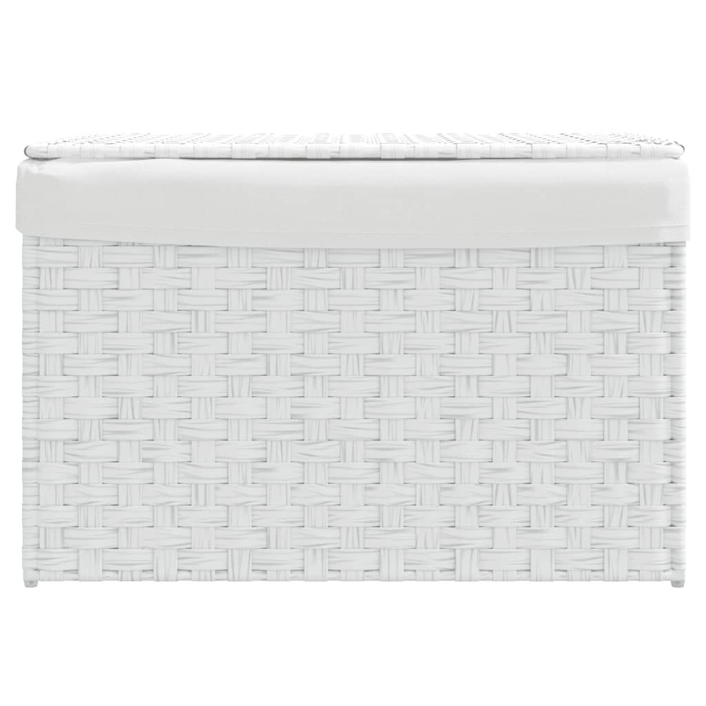vidaXL Coș de rufe cu capac, alb, 55,5x35x34 cm, poliratan vidaXL Coș de rufe cu capac, alb, 55,5x35x34 cm, poliratan
