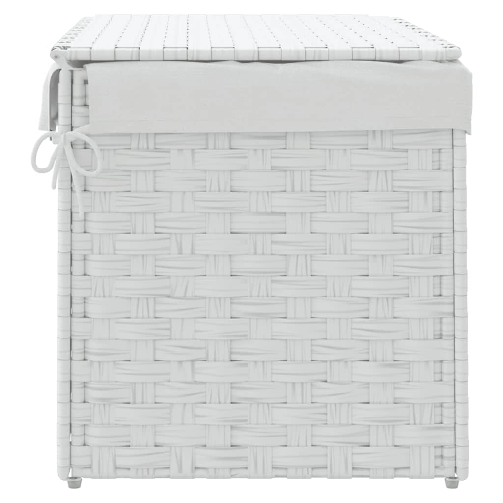 vidaXL Coș de rufe cu capac, alb, 55,5x35x34 cm, poliratan vidaXL Coș de rufe cu capac, alb, 55,5x35x34 cm, poliratan