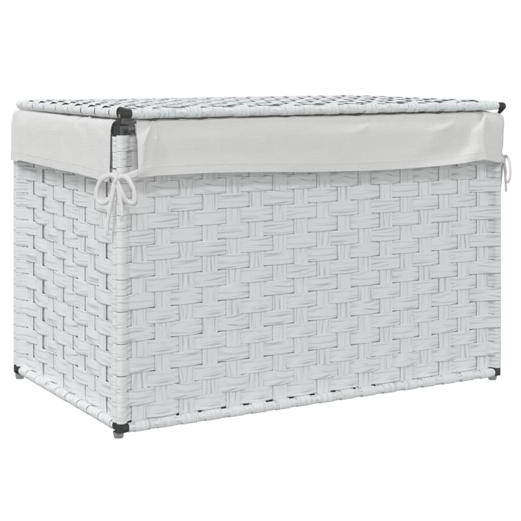 vidaXL Coș de rufe cu capac, alb, 55,5x35x34 cm, poliratan vidaXL Coș de rufe cu capac, alb, 55,5x35x34 cm, poliratan