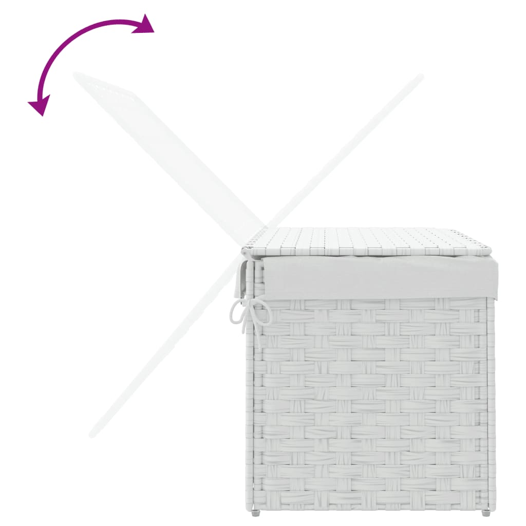 vidaXL Coș de rufe cu capac, alb, 55,5x35x34 cm, poliratan vidaXL Coș de rufe cu capac, alb, 55,5x35x34 cm, poliratan