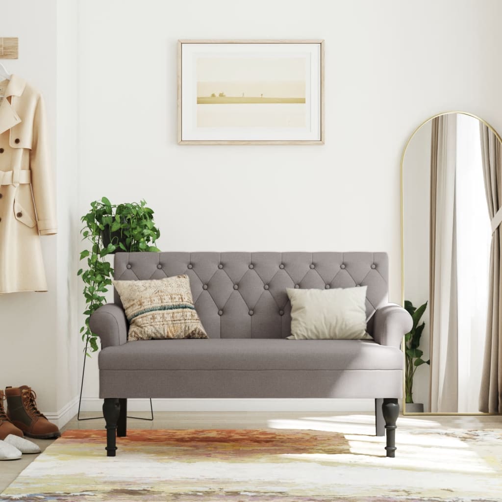 vidaXL Bancă cu spătar, gri taupe, 120x62x75,5 cm, textil vidaXL Bancă cu spătar, gri taupe, 120x62x75,5 cm, textil