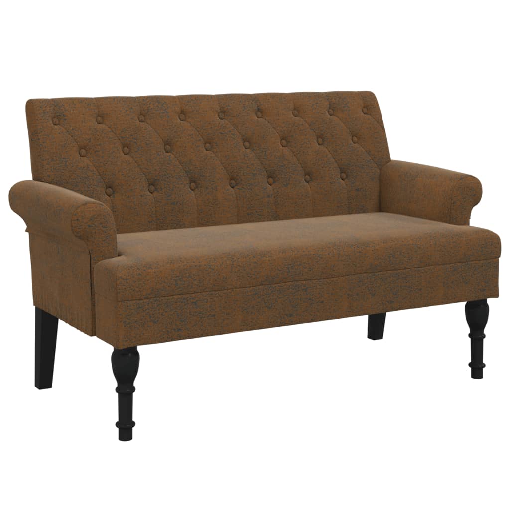 vidaXL Banchetă cu spătar maro 120x62x75,5 cm piele întoarsă ecologică vidaXL Banchetă cu spătar maro 120x62x75,5 cm piele întoarsă ecologică