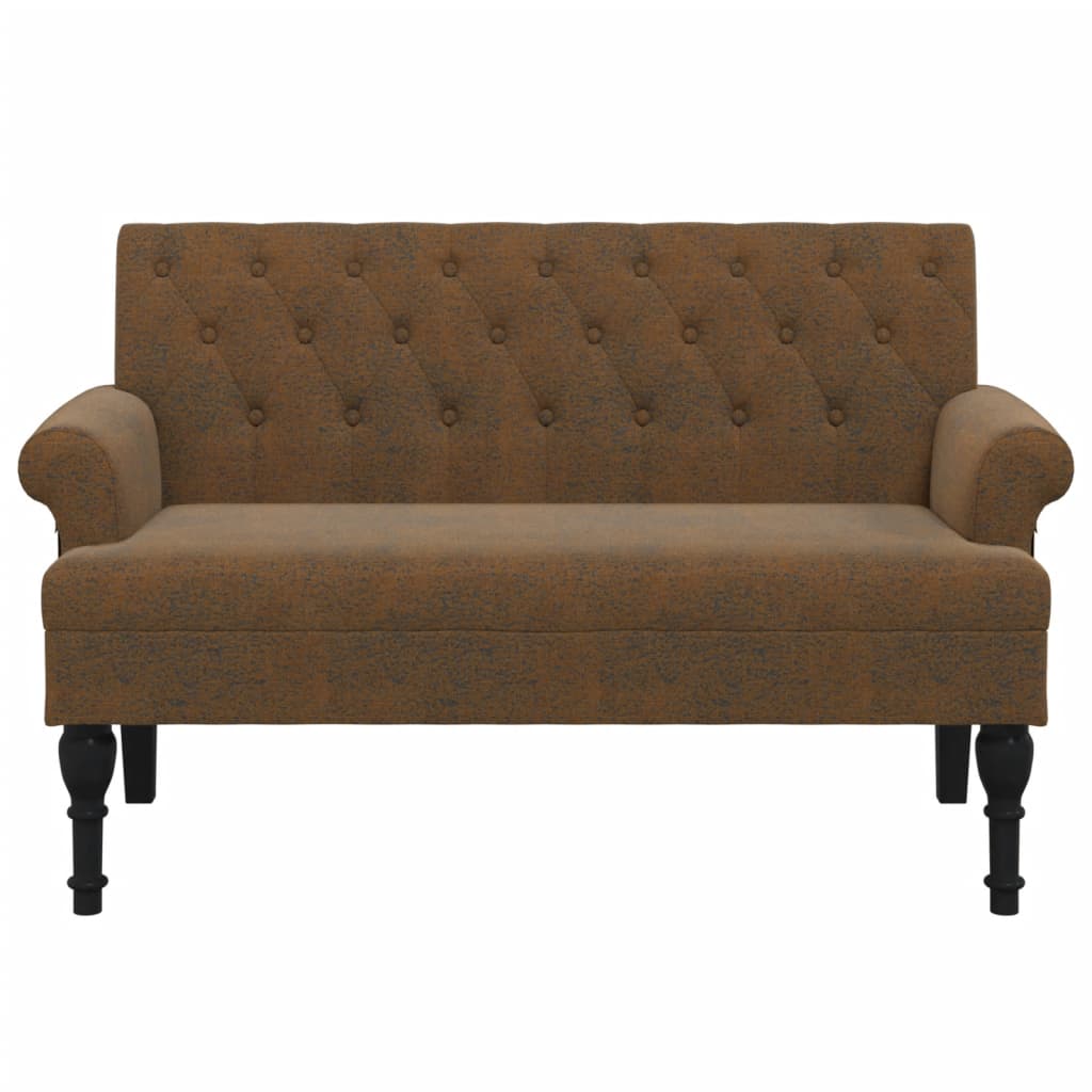 vidaXL Banchetă cu spătar maro 120x62x75,5 cm piele întoarsă ecologică vidaXL Banchetă cu spătar maro 120x62x75,5 cm piele întoarsă ecologică