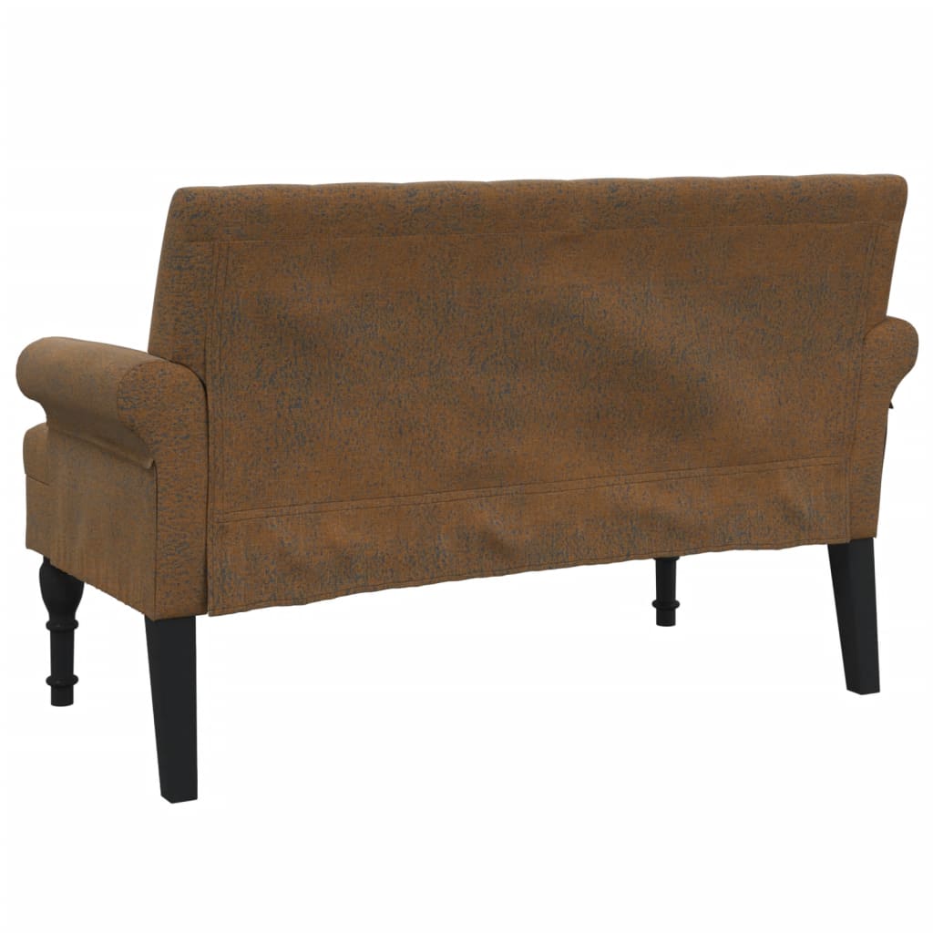 vidaXL Banchetă cu spătar maro 120x62x75,5 cm piele întoarsă ecologică vidaXL Banchetă cu spătar maro 120x62x75,5 cm piele întoarsă ecologică