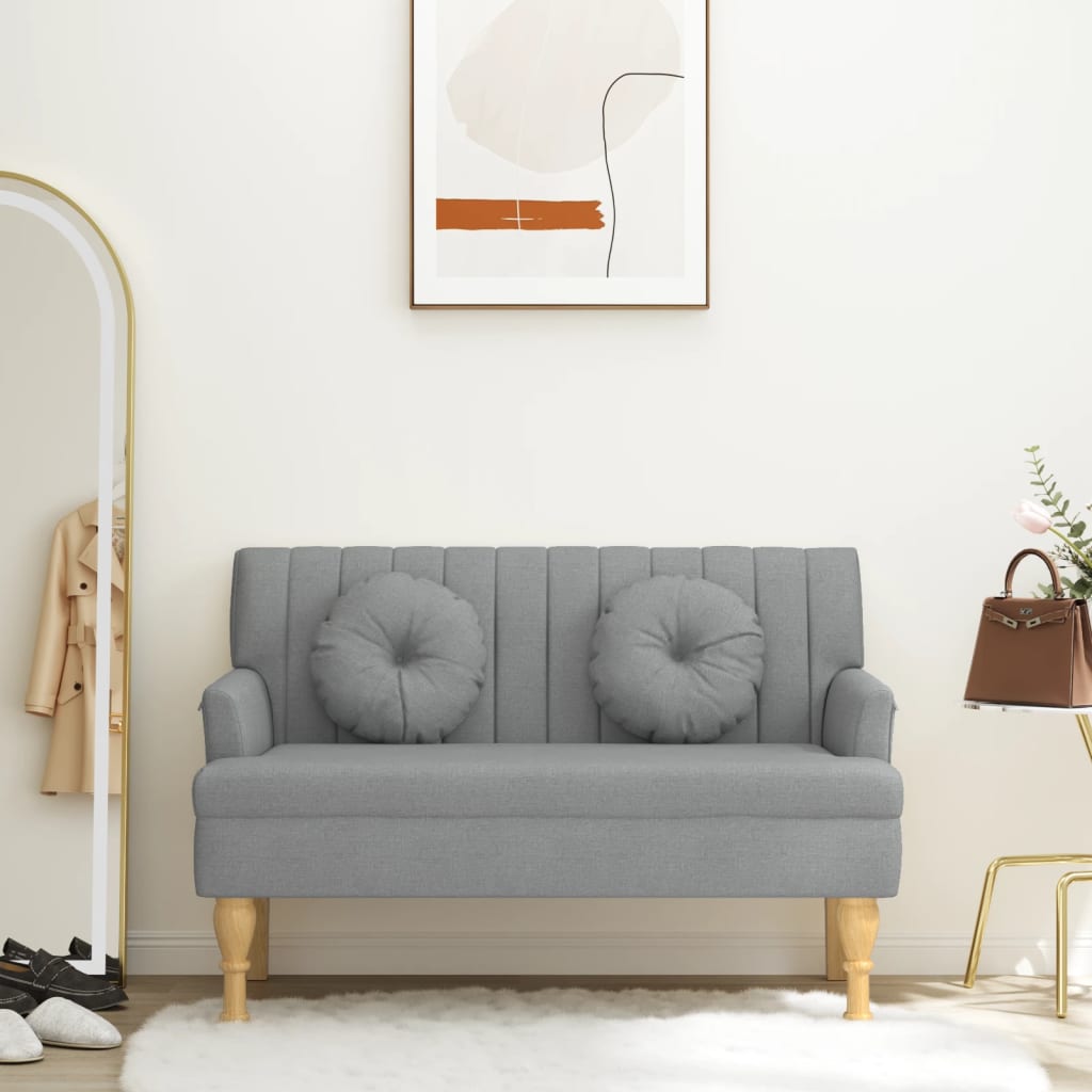 vidaXL Banchetă cu perne, gri deschis, 113x64,5x75,5 cm, textil vidaXL Banchetă cu perne, gri deschis, 113x64,5x75,5 cm, textil