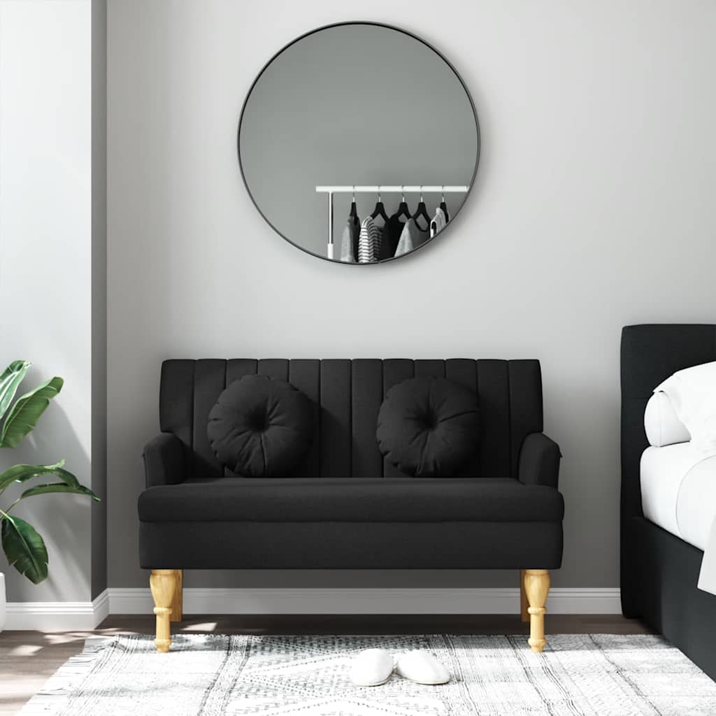 vidaXL Banchetă cu perne, negru, 113x64,5x75,5 cm, textil vidaXL Banchetă cu perne, negru, 113x64,5x75,5 cm, textil