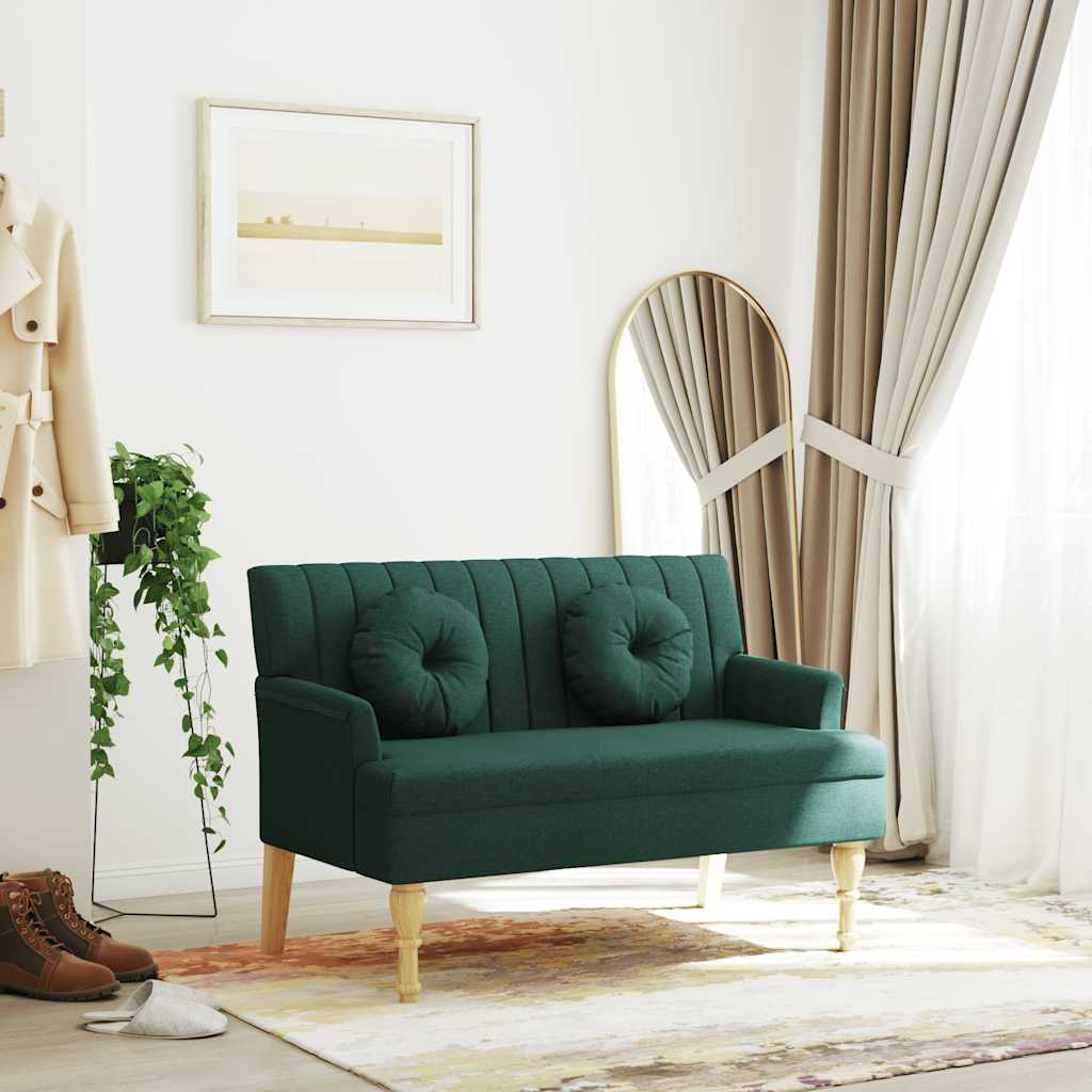 vidaXL Banchetă cu perne, verde închis, 113x64,5x75,5 cm, textil vidaXL Banchetă cu perne, verde închis, 113x64,5x75,5 cm, textil