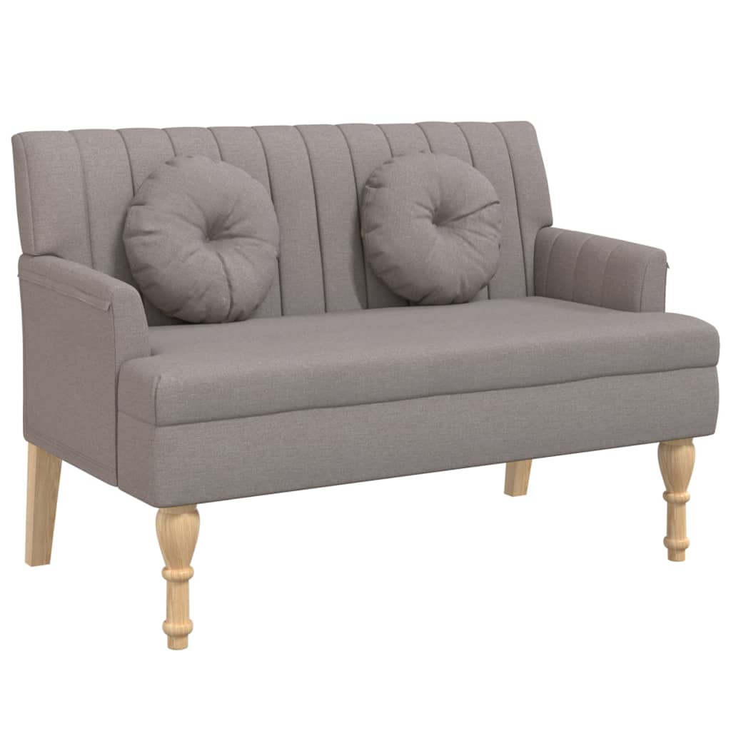 vidaXL Banchetă cu perne, gri taupe, 113x64,5x75,5 cm, textil vidaXL Banchetă cu perne, gri taupe, 113x64,5x75,5 cm, textil