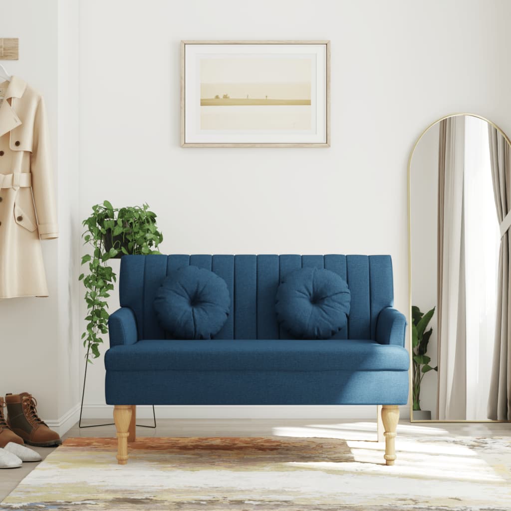vidaXL Banchetă cu perne, albastru, 113x64,5x75,5 cm, textil vidaXL Banchetă cu perne, albastru, 113x64,5x75,5 cm, textil
