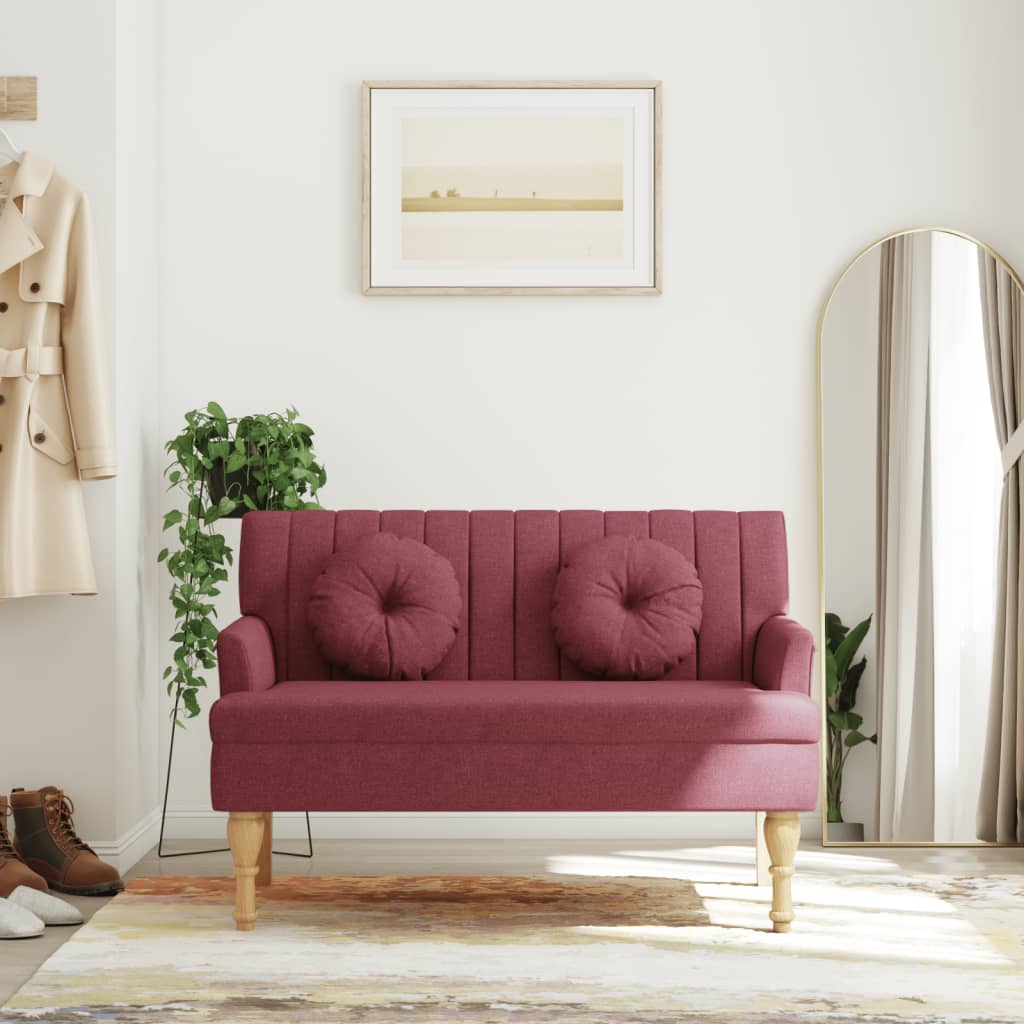 vidaXL Banchetă cu perne, roșu vin, 113x64,5x75,5 cm, textil vidaXL Banchetă cu perne, roșu vin, 113x64,5x75,5 cm, textil