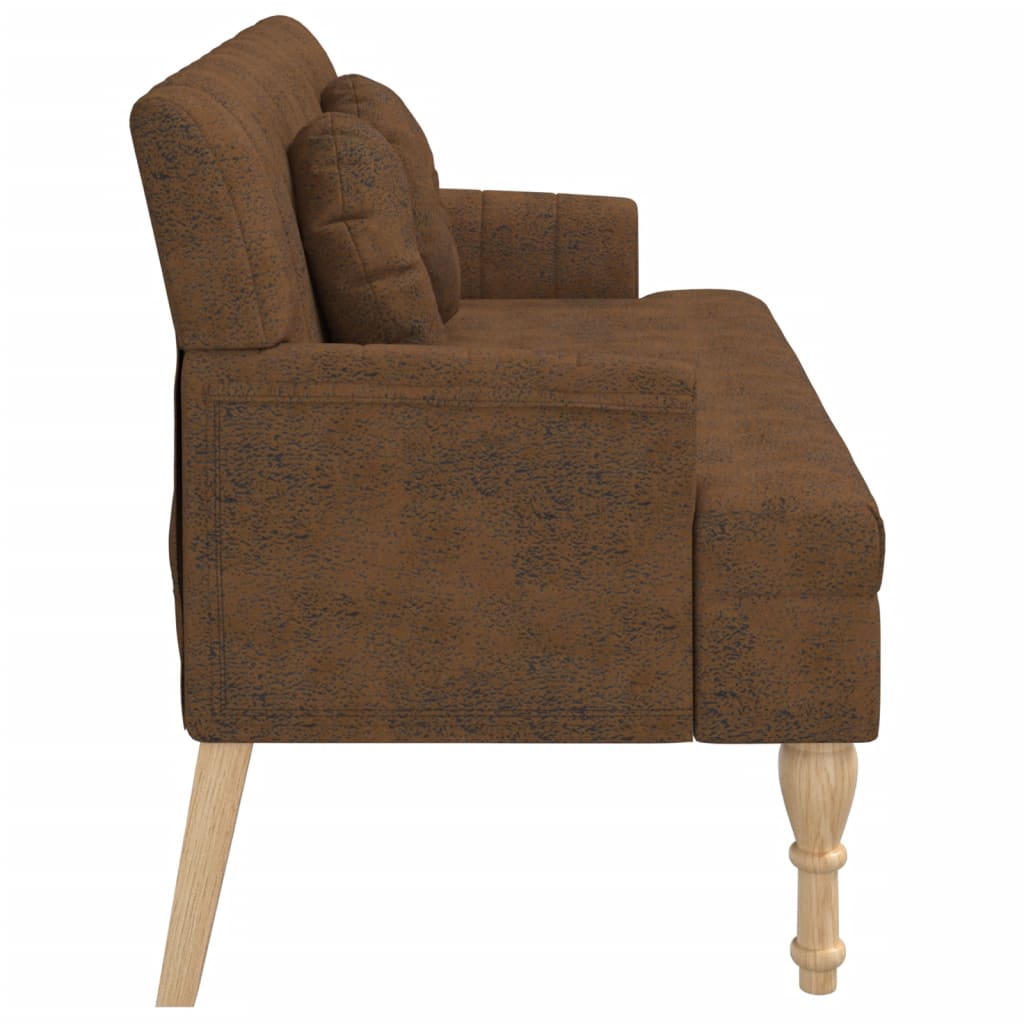 vidaXL Banchetă spătar maro 113x64,5x75,5 cm, piele întoarsă ecologică vidaXL Banchetă spătar maro 113x64,5x75,5 cm, piele întoarsă ecologică