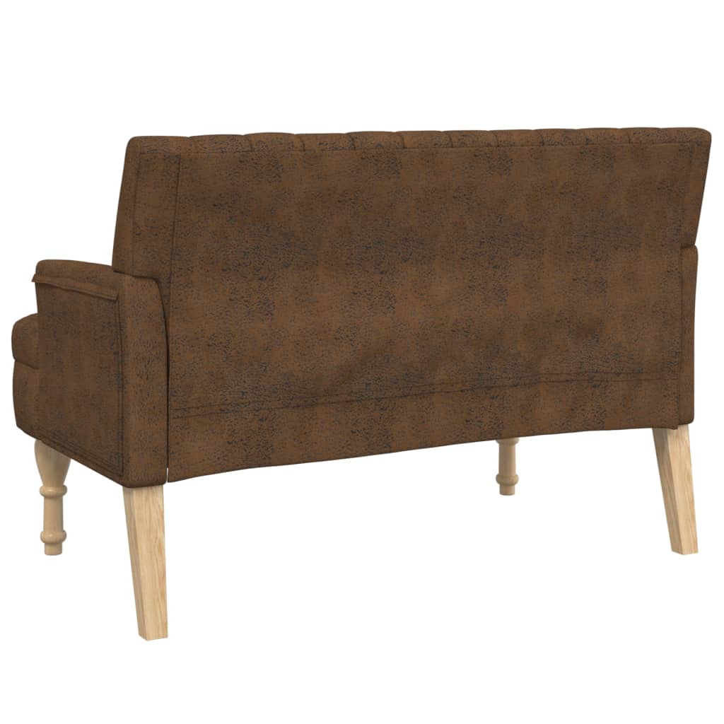 vidaXL Banchetă spătar maro 113x64,5x75,5 cm, piele întoarsă ecologică vidaXL Banchetă spătar maro 113x64,5x75,5 cm, piele întoarsă ecologică