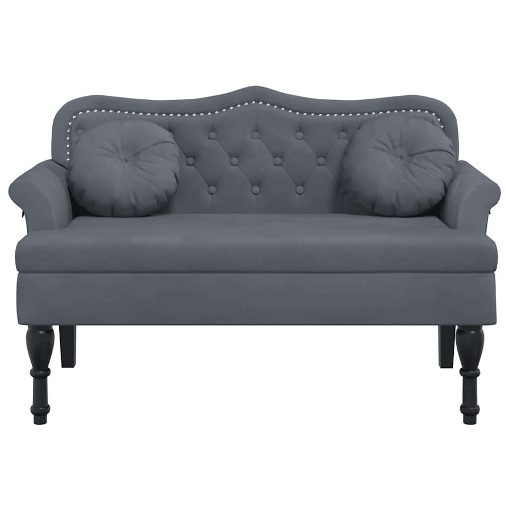 vidaXL Banchetă cu perne, gri închis, 120,5x65x75 cm, catifea vidaXL Banchetă cu perne, gri închis, 120,5x65x75 cm, catifea