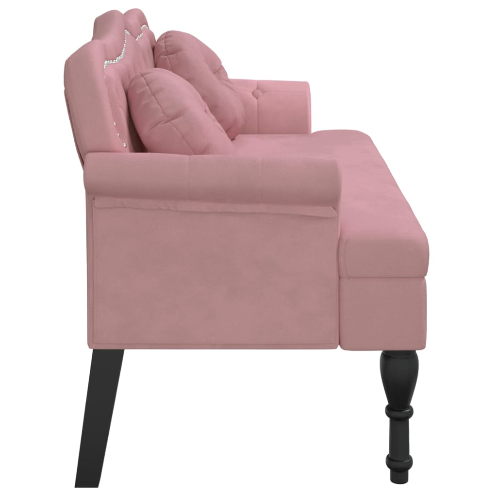 vidaXL Banchetă cu perne roz, 120,5x65x75 cm, catifea vidaXL Banchetă cu perne roz, 120,5x65x75 cm, catifea