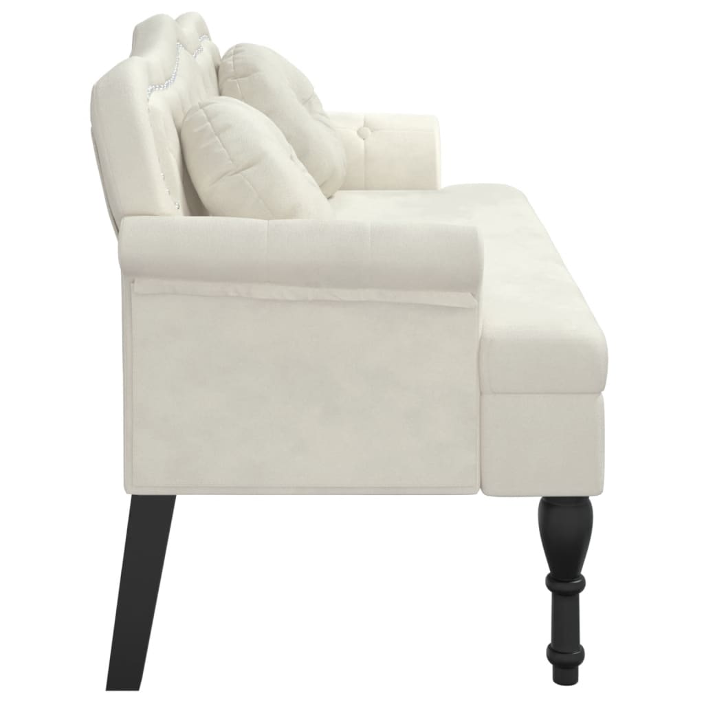 vidaXL Banchetă cu perne, crem, 120,5x65x75 cm, catifea