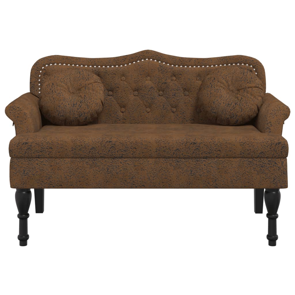 vidaXL Banchetă cu perne, maro, 120,5x65x75 cm, piele întoarsă eco vidaXL Banchetă cu perne, maro, 120,5x65x75 cm, piele întoarsă eco