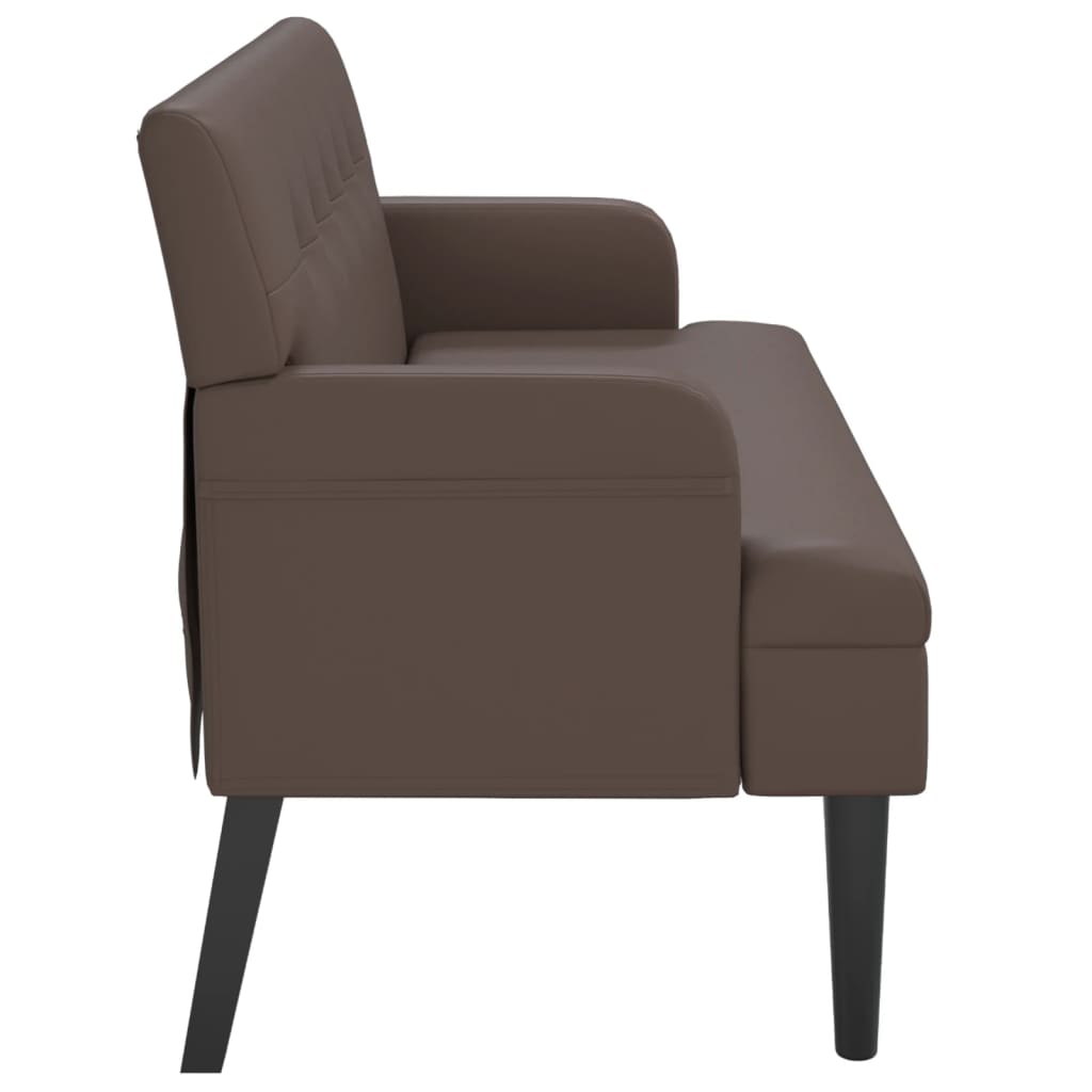 vidaXL Banchetă cu spătar, maro, 112x65,5x75 cm, piele ecologică vidaXL Banchetă cu spătar, maro, 112x65,5x75 cm, piele ecologică
