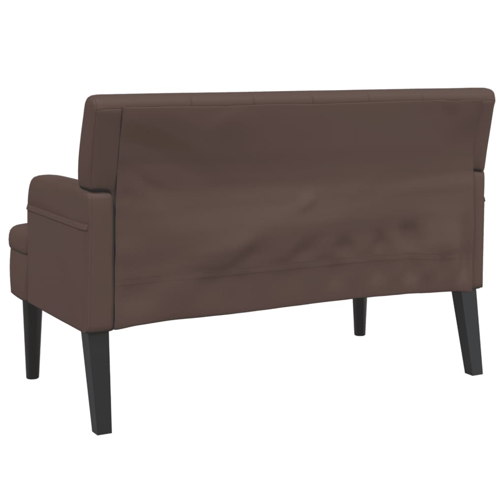 vidaXL Banchetă cu spătar, maro, 112x65,5x75 cm, piele ecologică vidaXL Banchetă cu spătar, maro, 112x65,5x75 cm, piele ecologică