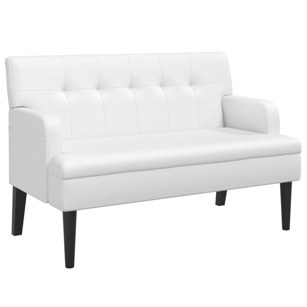 vidaXL Banchetă cu spătar, alb, 112x65,5x75 cm piele ecologică vidaXL Banchetă cu spătar, alb, 112x65,5x75 cm piele ecologică