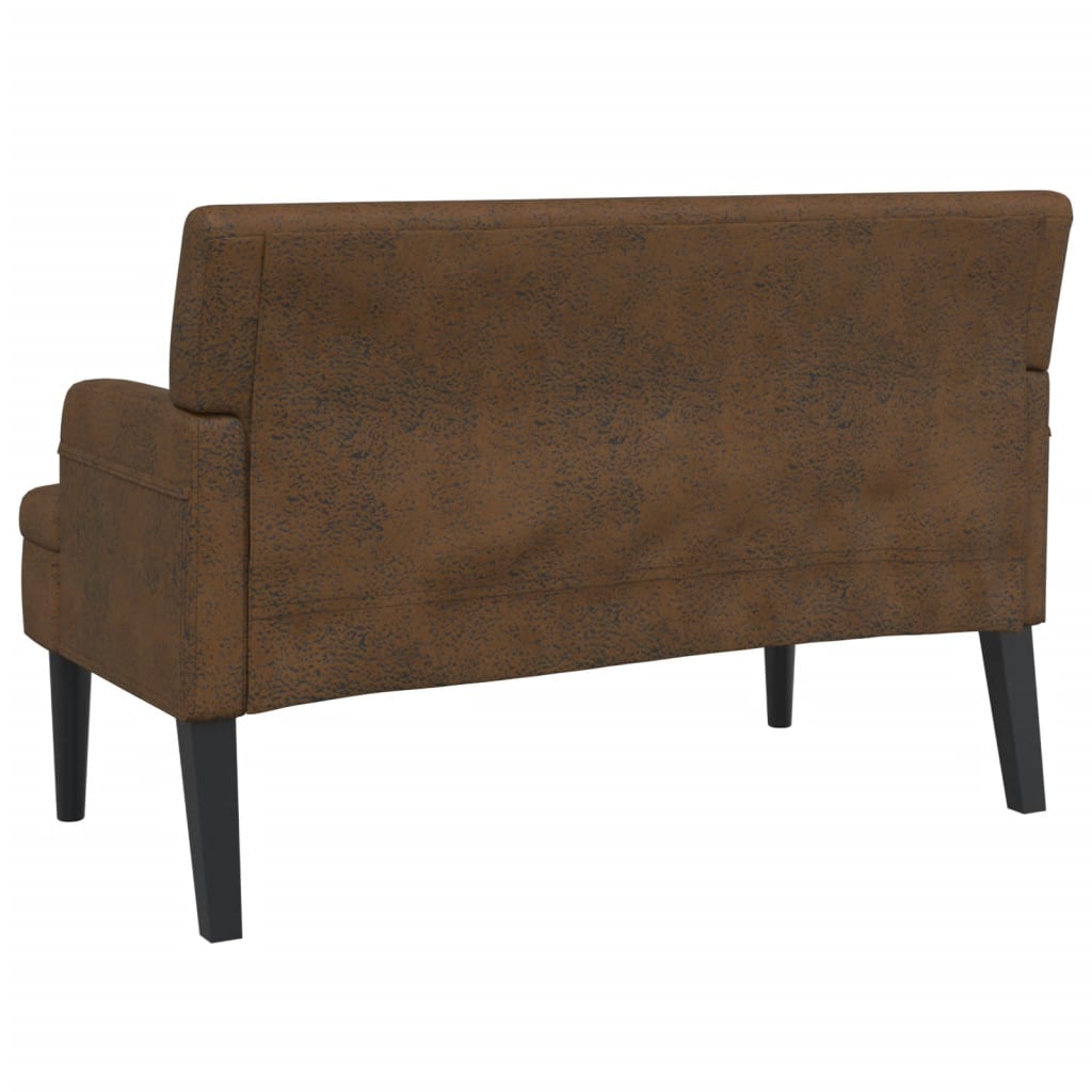 vidaXL Banchetă cu spătar maro 112x65,5x75 cm piele întoarsă ecologică vidaXL Banchetă cu spătar maro 112x65,5x75 cm piele întoarsă ecologică