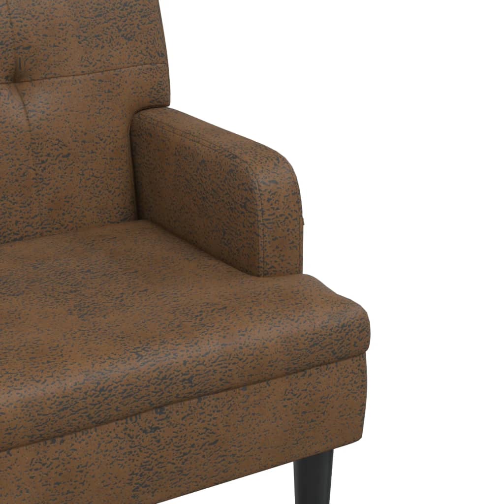 vidaXL Banchetă cu spătar maro 112x65,5x75 cm piele întoarsă ecologică vidaXL Banchetă cu spătar maro 112x65,5x75 cm piele întoarsă ecologică