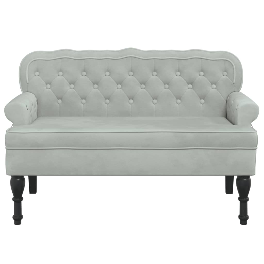 vidaXL Banchetă cu spătar, gri deschis, 119,5x64,5x75 cm, catifea vidaXL Banchetă cu spătar, gri deschis, 119,5x64,5x75 cm, catifea