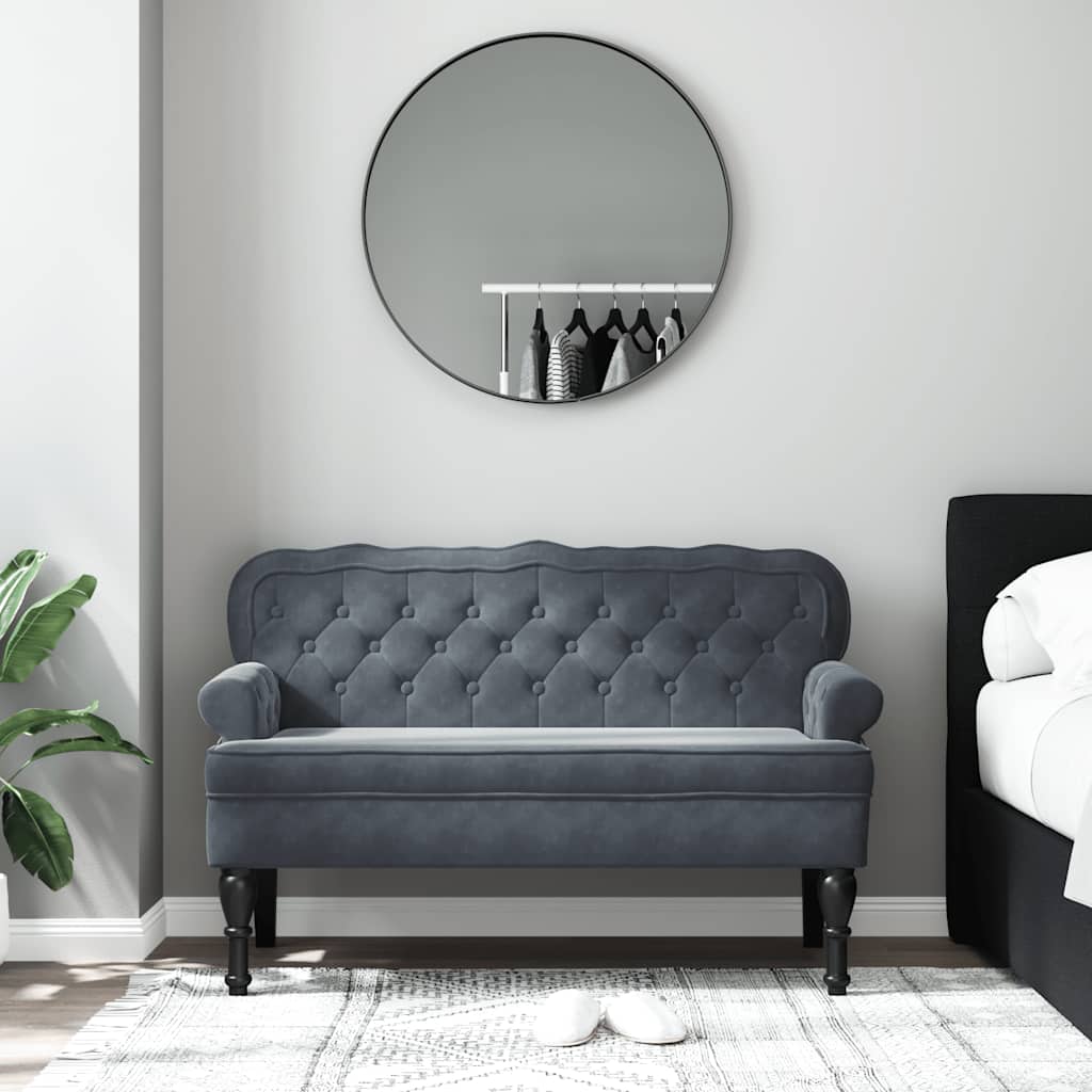 vidaXL Banchetă cu spătar, gri închis, 119,5x64,5x75 cm, catifea vidaXL Banchetă cu spătar, gri închis, 119,5x64,5x75 cm, catifea