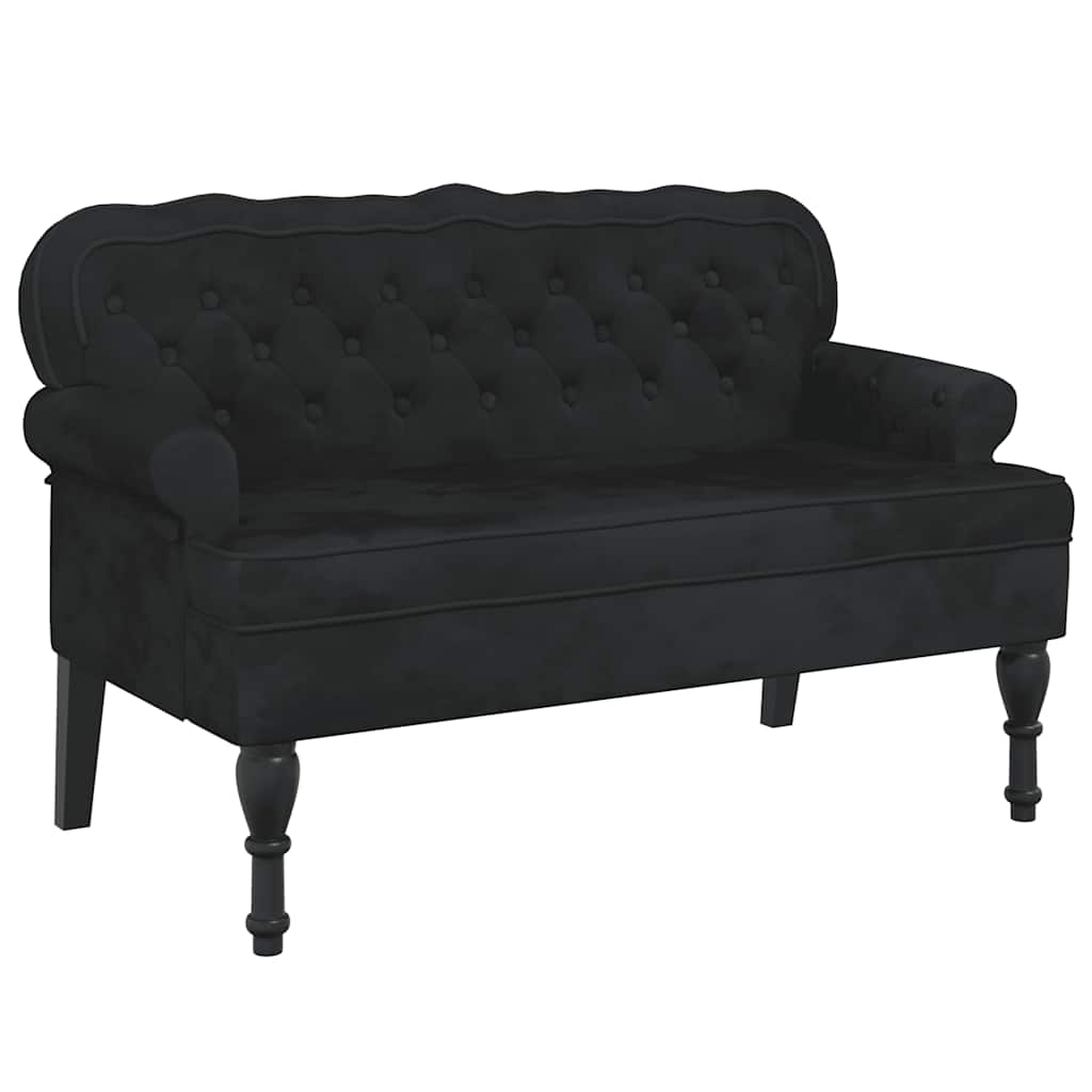 vidaXL Banchetă cu spătar, negru, 119,5x64,5x75 cm, catifea vidaXL Banchetă cu spătar, negru, 119,5x64,5x75 cm, catifea