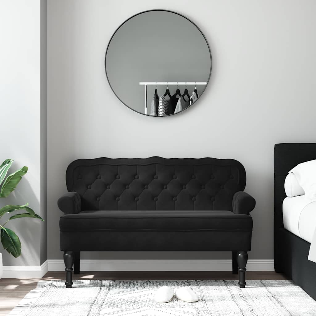 vidaXL Banchetă cu spătar, negru, 119,5x64,5x75 cm, catifea vidaXL Banchetă cu spătar, negru, 119,5x64,5x75 cm, catifea