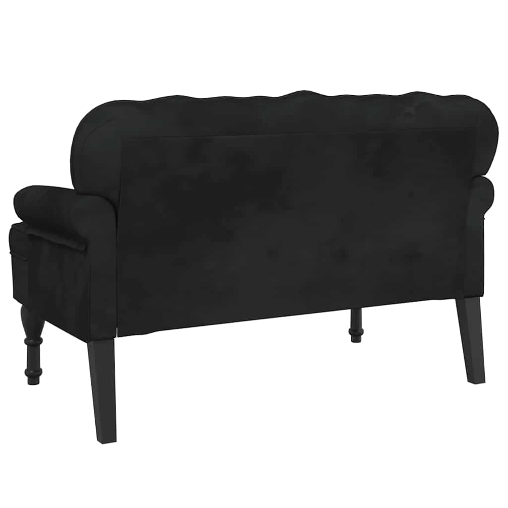 vidaXL Banchetă cu spătar, negru, 119,5x64,5x75 cm, catifea vidaXL Banchetă cu spătar, negru, 119,5x64,5x75 cm, catifea