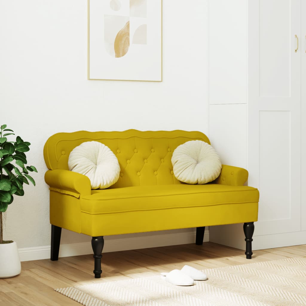 vidaXL Banchetă cu spătar, galben, 119,5x64,5x75 cm, catifea vidaXL Banchetă cu spătar, galben, 119,5x64,5x75 cm, catifea