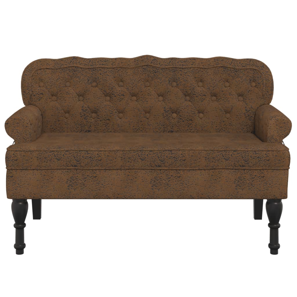 vidaXL Banchetă cu spătar maro 119,5x64,5x75 cm piele întoarsă eco. vidaXL Banchetă cu spătar maro 119,5x64,5x75 cm piele întoarsă eco.