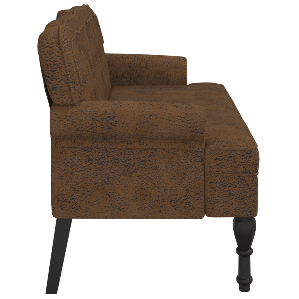 vidaXL Banchetă cu spătar maro 119,5x64,5x75 cm piele întoarsă eco. vidaXL Banchetă cu spătar maro 119,5x64,5x75 cm piele întoarsă eco.