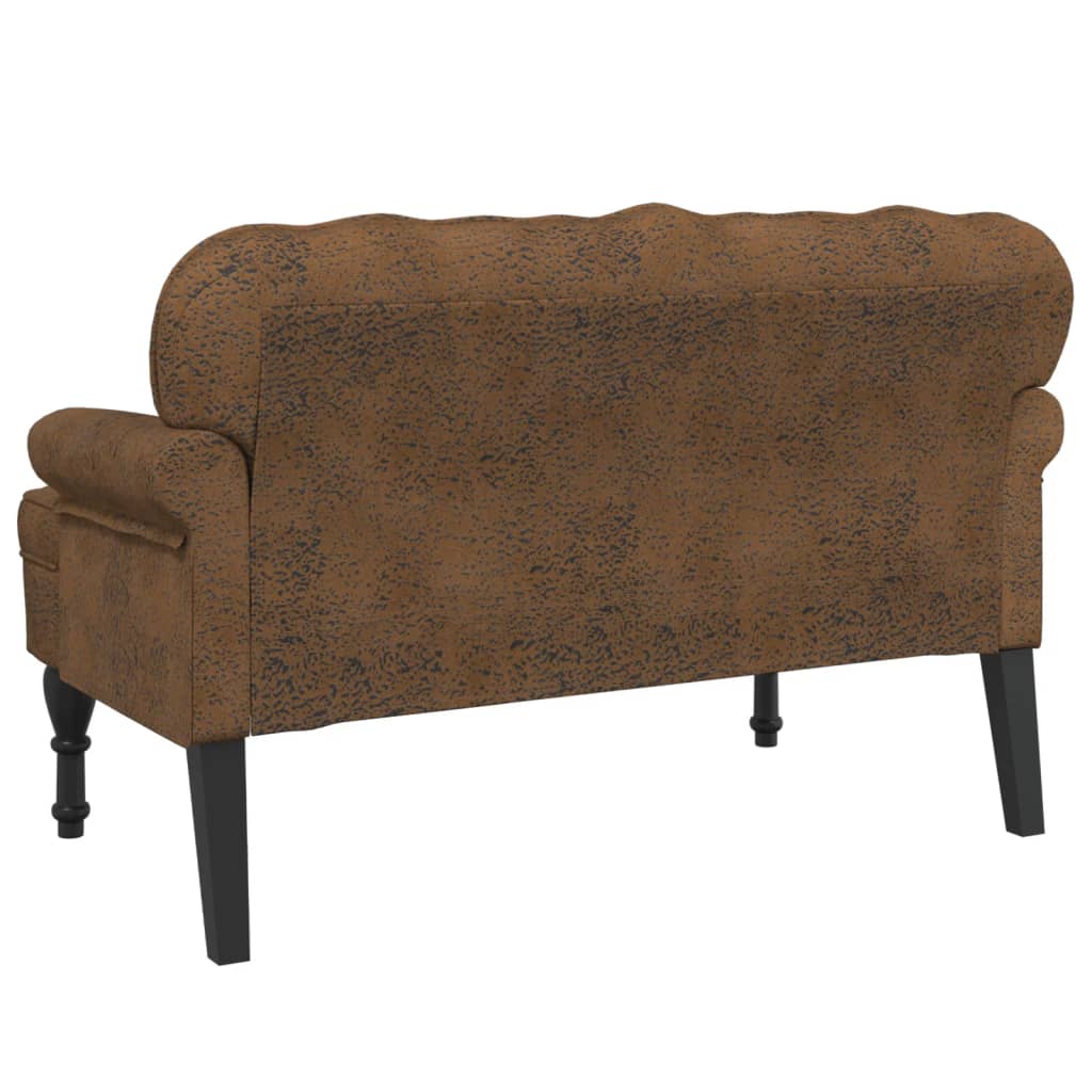vidaXL Banchetă cu spătar maro 119,5x64,5x75 cm piele întoarsă eco. vidaXL Banchetă cu spătar maro 119,5x64,5x75 cm piele întoarsă eco.