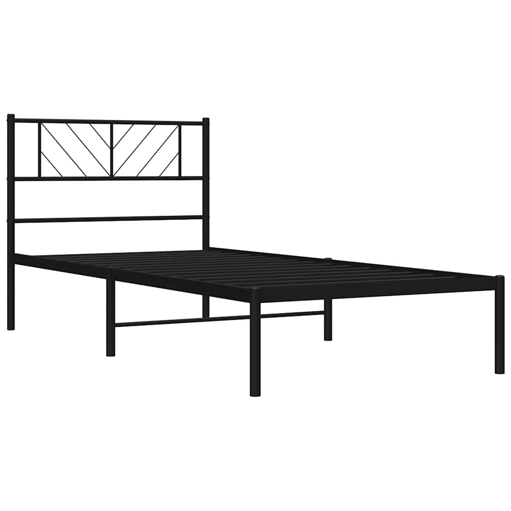 vidaXL Cadru de pat din metal cu tăblie, negru, 100x200 cm