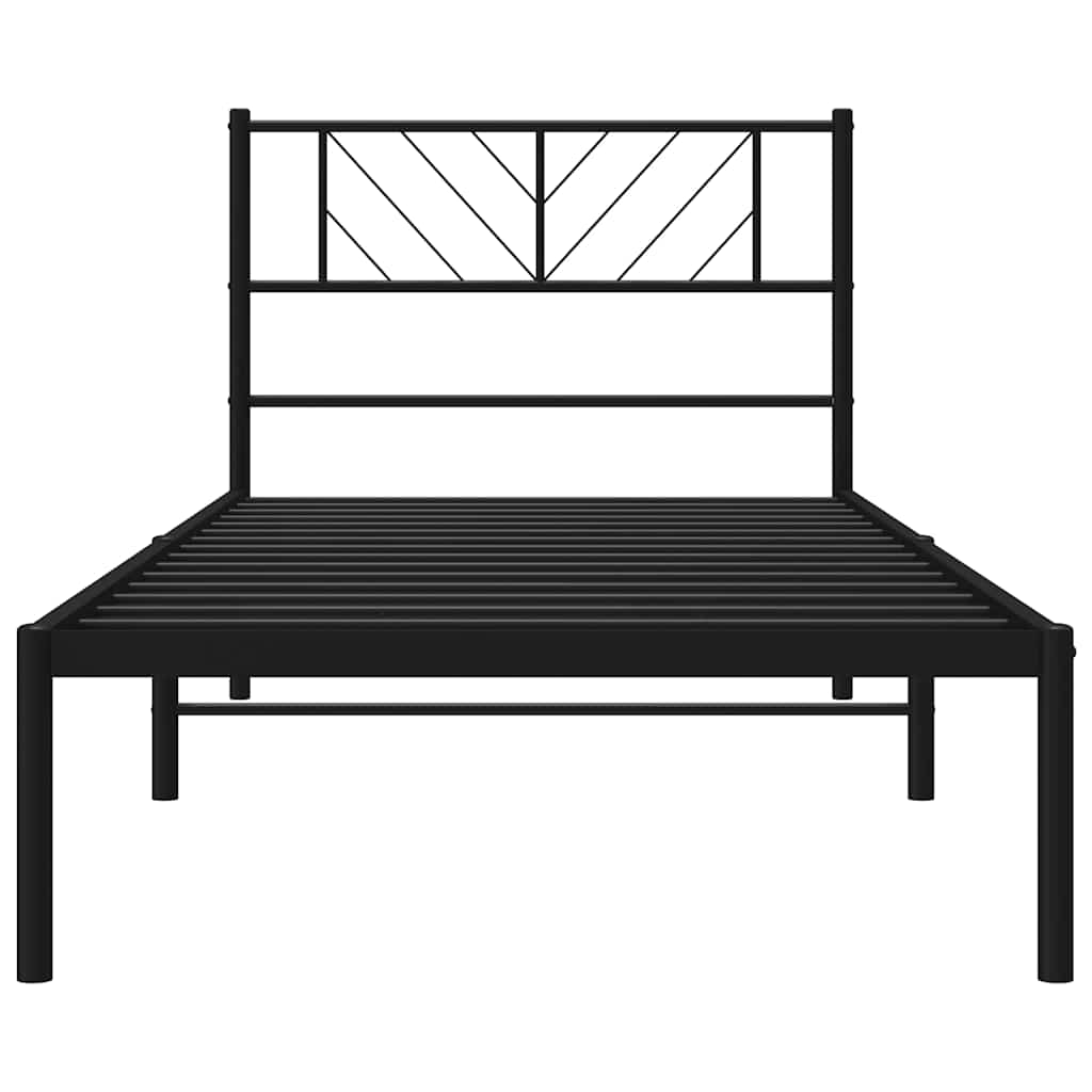 vidaXL Cadru de pat din metal cu tăblie, negru, 100x200 cm