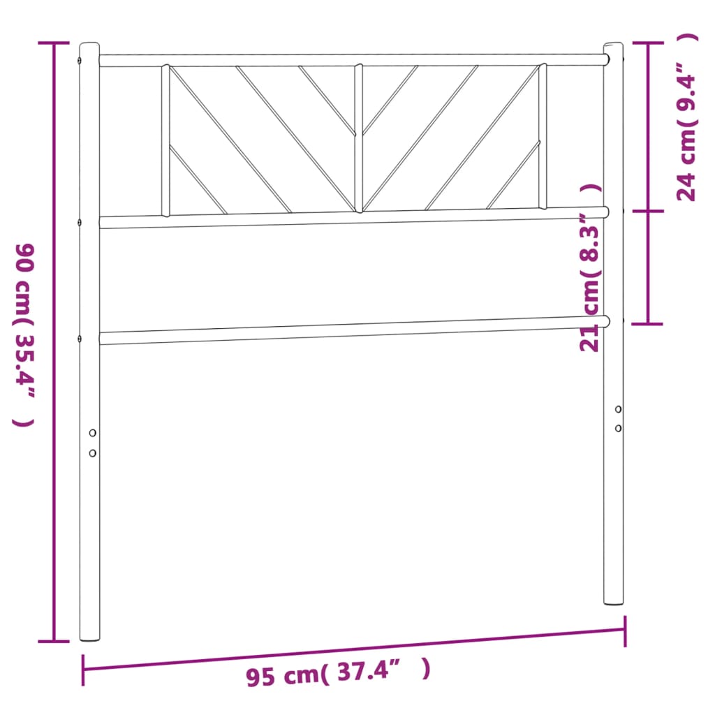 vidaXL Tăblie de pat metalică, negru, 90 cm