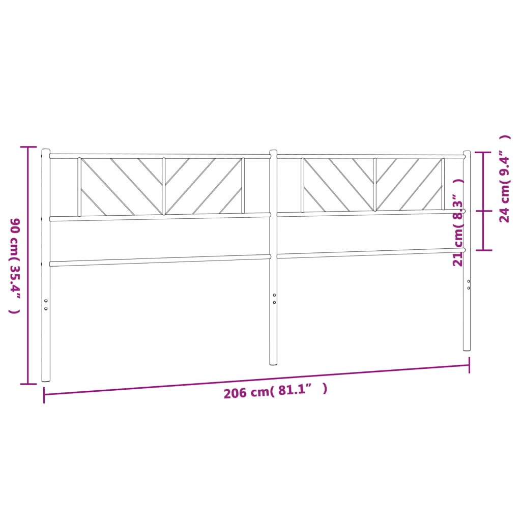 vidaXL Tăblie de pat metalică, negru, 200 cm