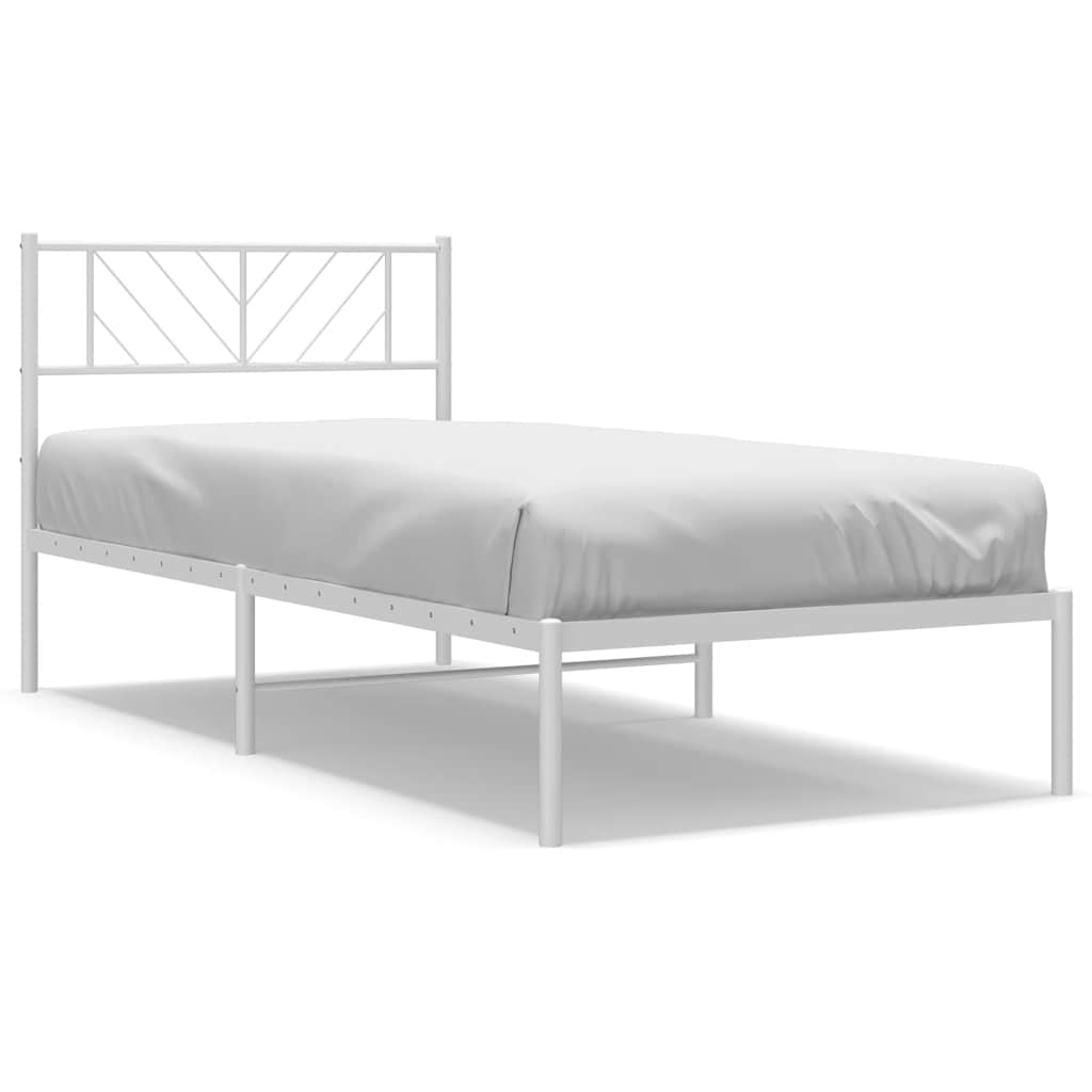 vidaXL Cadru de pat din metal cu tăblie, alb, 100x200 cm