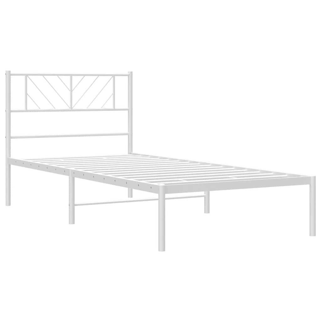 vidaXL Cadru de pat din metal cu tăblie, alb, 100x200 cm