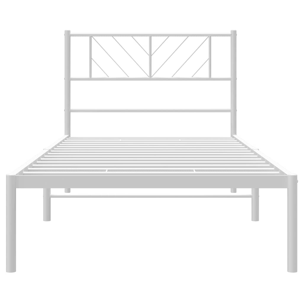 vidaXL Cadru de pat din metal cu tăblie, alb, 100x200 cm
