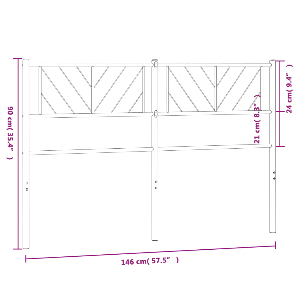 vidaXL Tăblie de pat metalică, alb, 140 cm