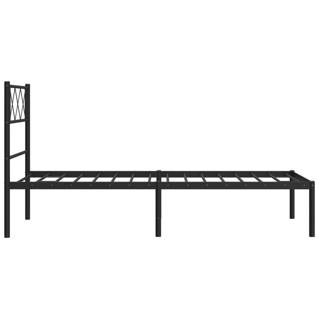 vidaXL Cadru de pat din metal cu tăblie, negru, 107x203 cm